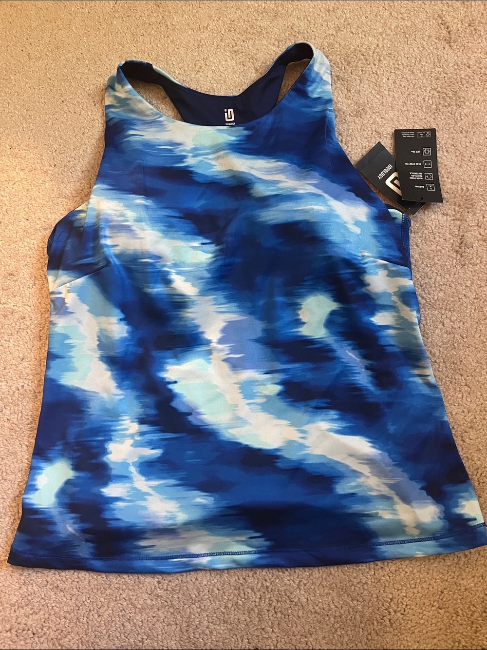 Ideology tartan blue top with built in bra